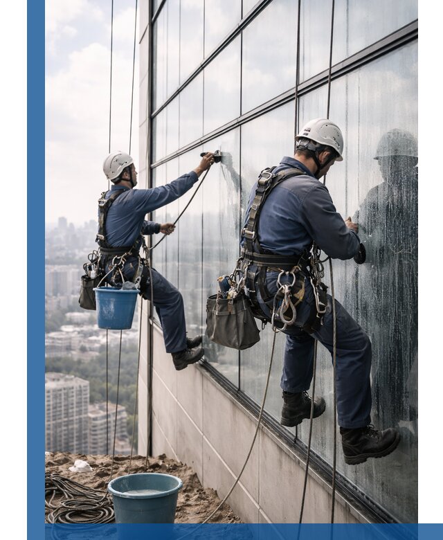 Профессиональная мойка фасадных окон альпинистами в Троицке