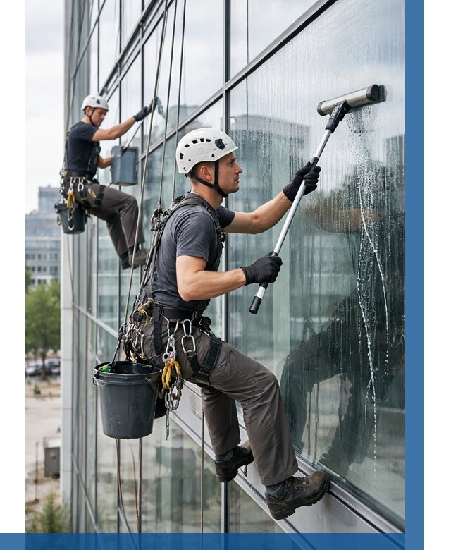 Мойка витражей альпинистами в Троицке от 722 р. под ключ|ВЫСОТНИК-Трц