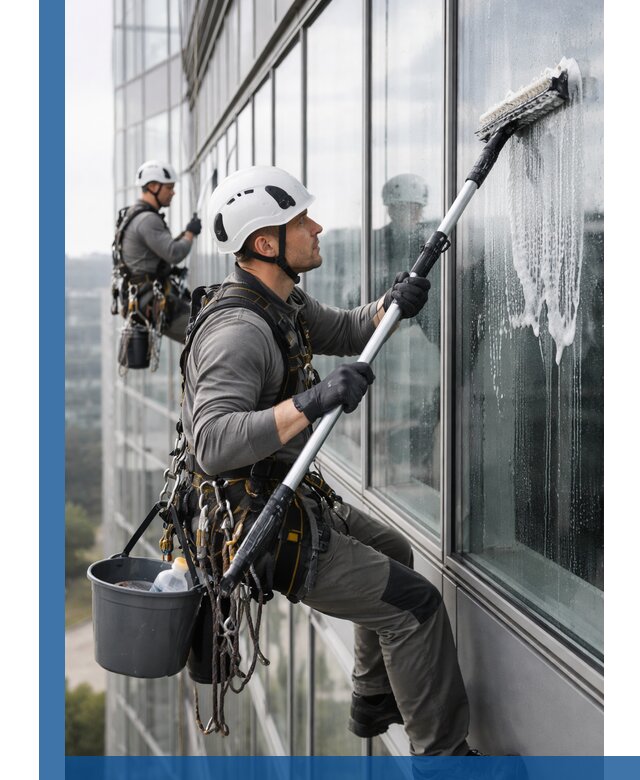 Высотная мойка сплошного остекления с выездом в Троицке