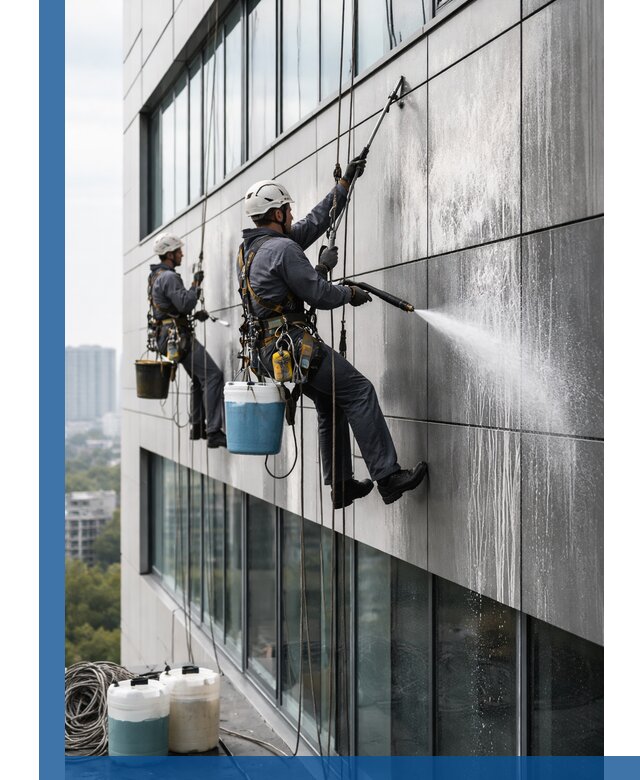 Профессиональная мойка вентилируемых фасадов в Троицке