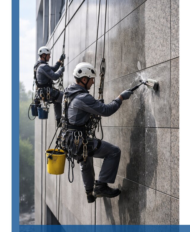 Профессиональная мойка фасада из керамогранита в Троицке