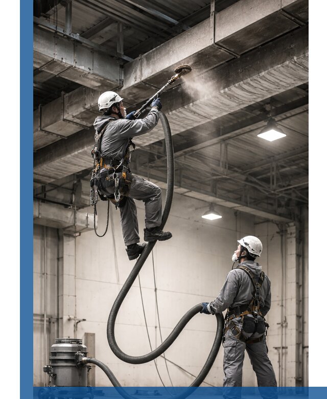 Обеспыливание потолочных конструкций в Троицке промышленным альпинизмом