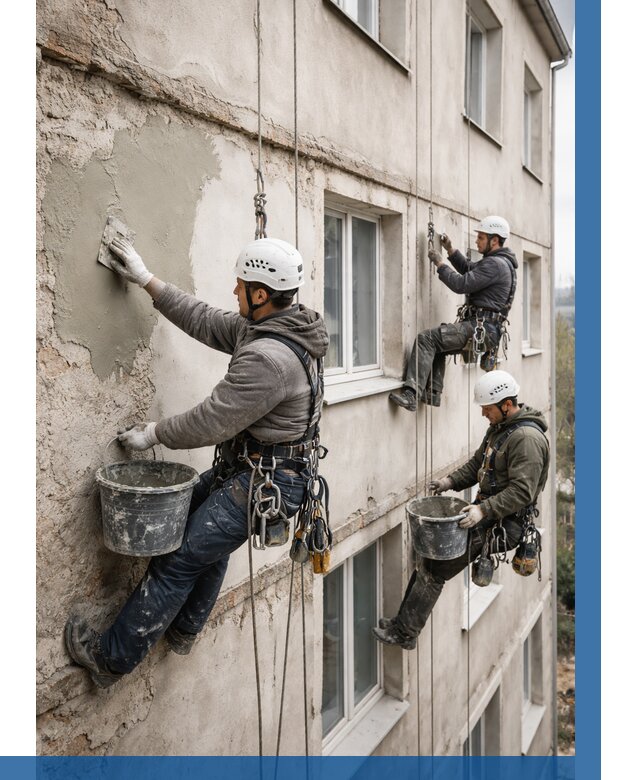 Ремонт штукатурного фасада в Троицке от 773 р. под ключ | ВЫСОТНИК-Трц