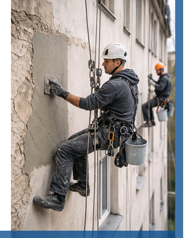 Восстановление штукатурки фасада в Троицке от 1237 р. | ВЫСОТНИК-Трц