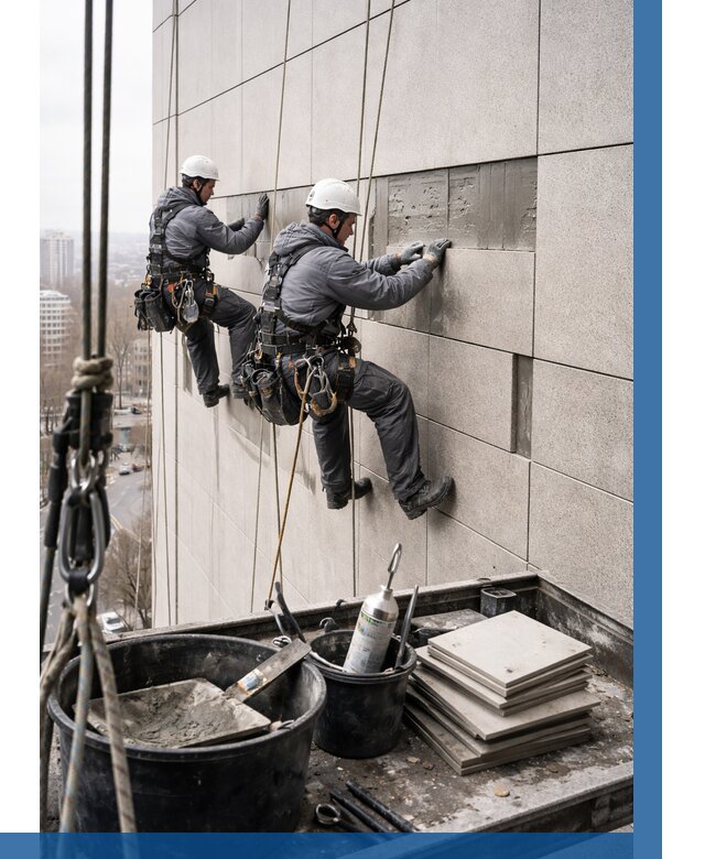 Ремонт фасада из керамогранита в Троицке от 2578 р. | ВЫСОТНИК-Трц