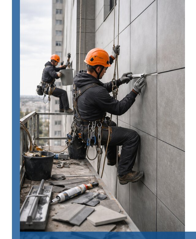 Профессиональный ремонт фасада из керамогранита в Троицке