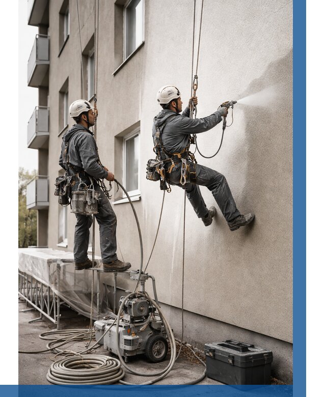 Безвоздушная покраска фасада в Троицке от 227 р/м² | ВЫСОТНИК-Трц