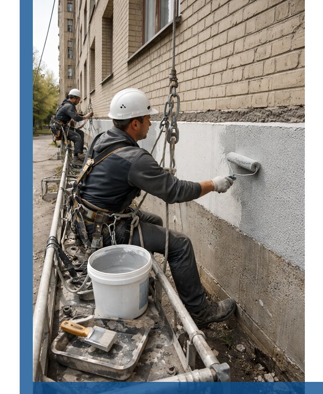 Окраска цоколя здания в Троицке профессионально и надежно