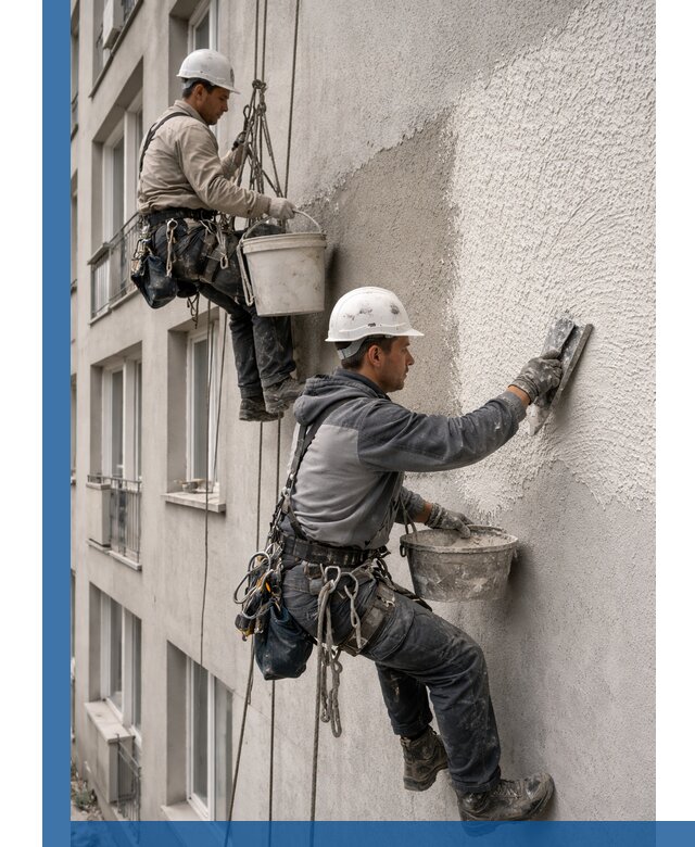 Нанесение декоративной штукатурки короед на фасад в Троицке