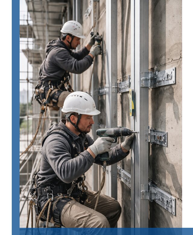 Монтаж и крепление подсистемы вентфасада в Троицке