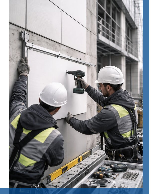 Монтаж композитных панелей фасада в Троицке от 2578 р. | ВЫСОТНИК-Трц