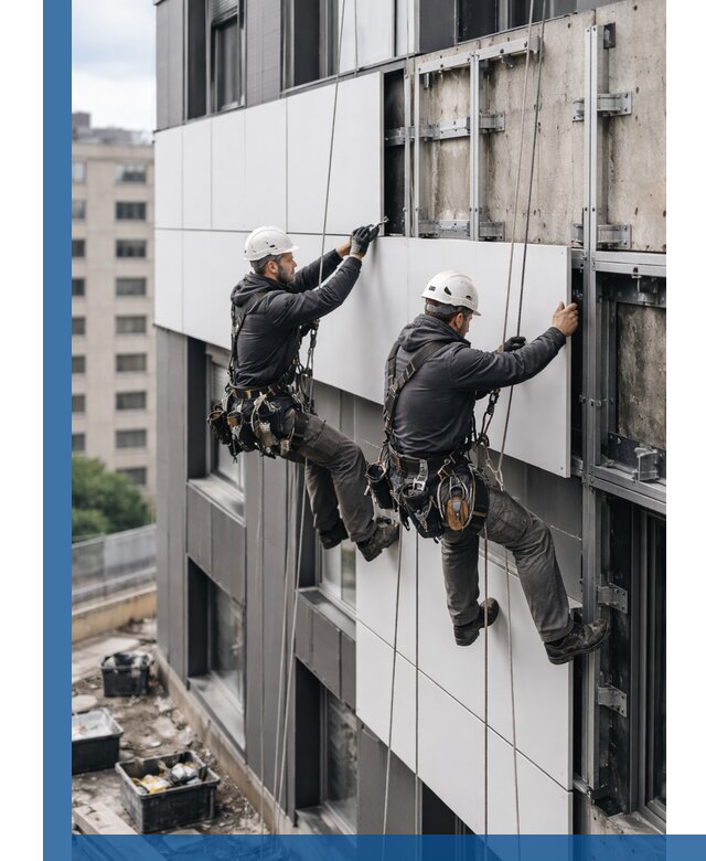 Монтаж композитных панелей фасада в Троицке под ключ