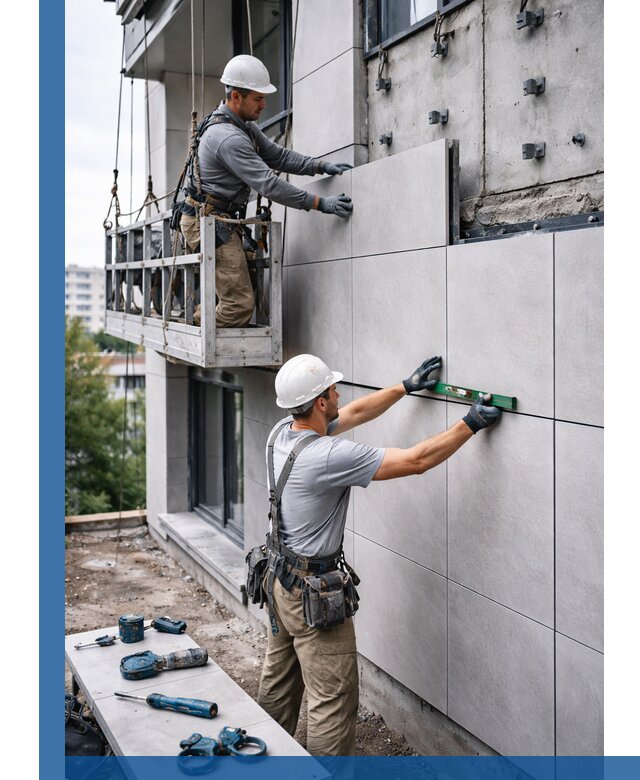 Монтаж керамогранита на фасад в Троицке под ключ с гарантией качества