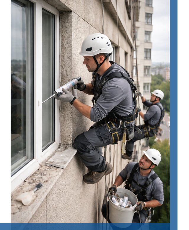 Герметизация оконных швов снаружи в Троицке от 1547 р. | ВЫСОТНИК-Трц