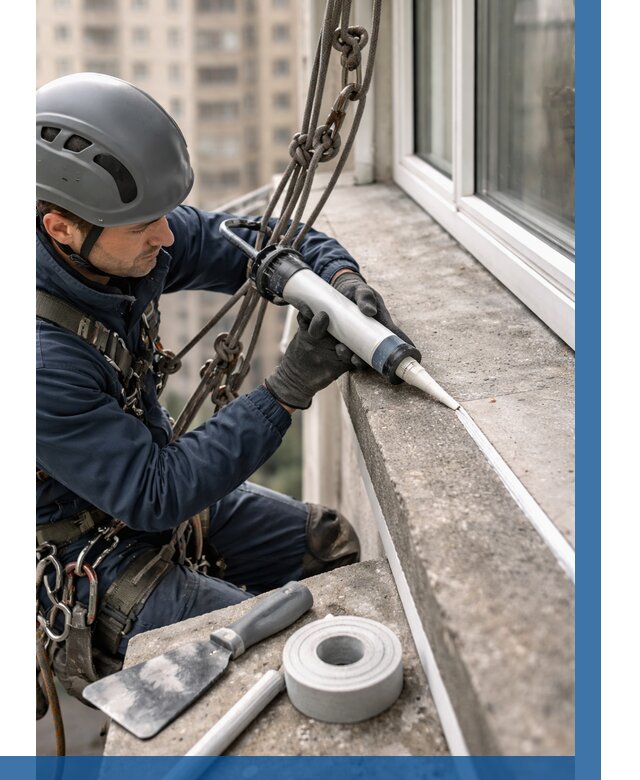 Герметизация балконного козырька в Троицке от 4640 р. | ВЫСОТНИК-Трц