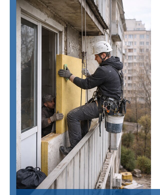Профессиональное утепление балкона снаружи в Троицке под ключ