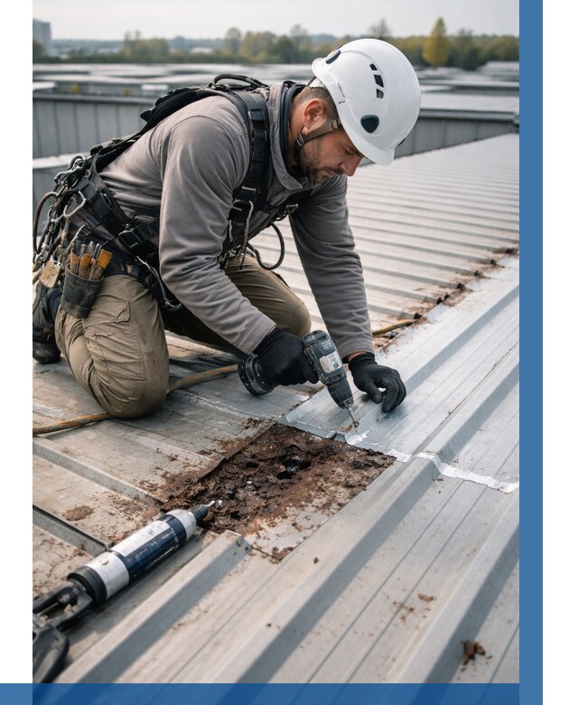 Ремонт профнастила на кровле в Троицке от 722 р. | ВЫСОТНИК-Трц