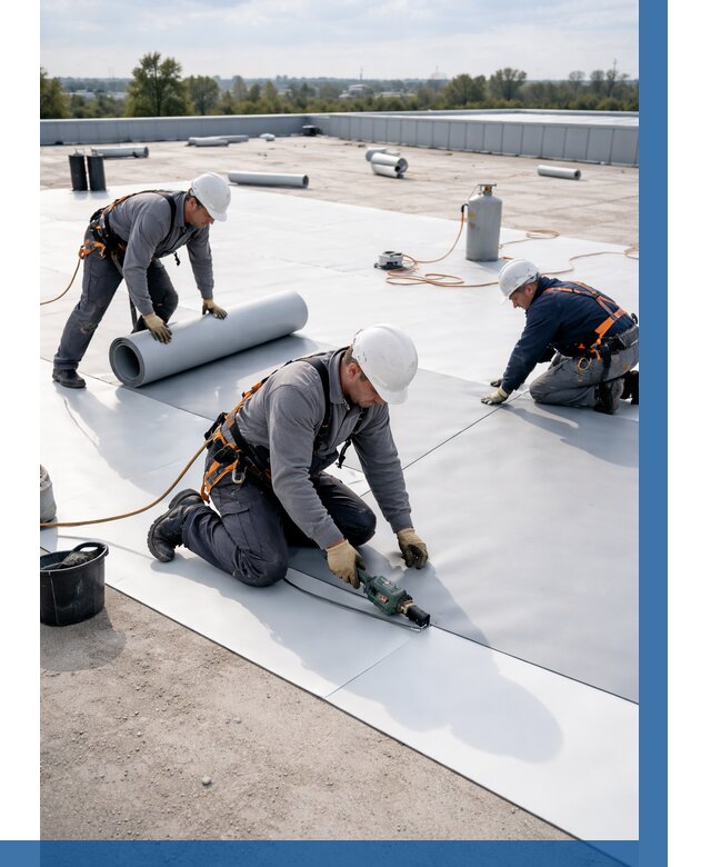 Монтаж мембранной кровли под ключ в Троицке от 1237 р. | ВЫСОТНИК-Трц