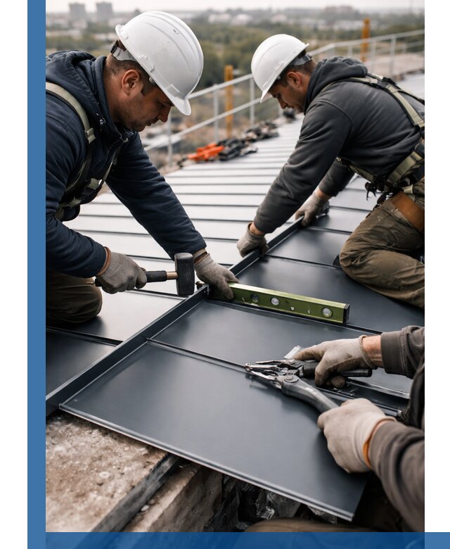 Монтаж фальцевой кровли в Троицке для промышленных зданий