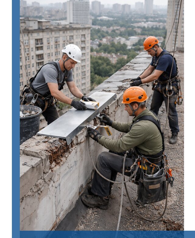 Ремонт парапета на кровле в Троицке, высотные работы с гарантией