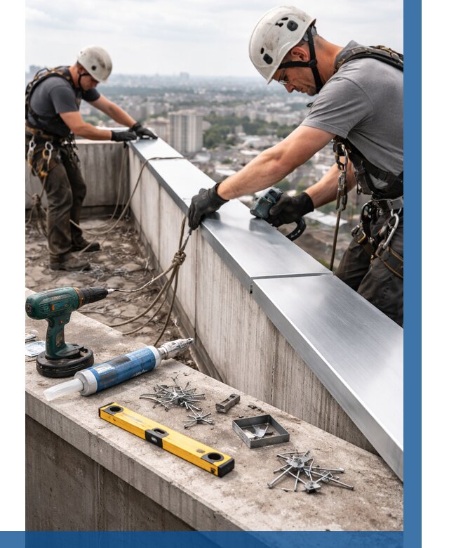 Монтаж парапетных крышек в Троицке от 825 р. | ВЫСОТНИК-Трц