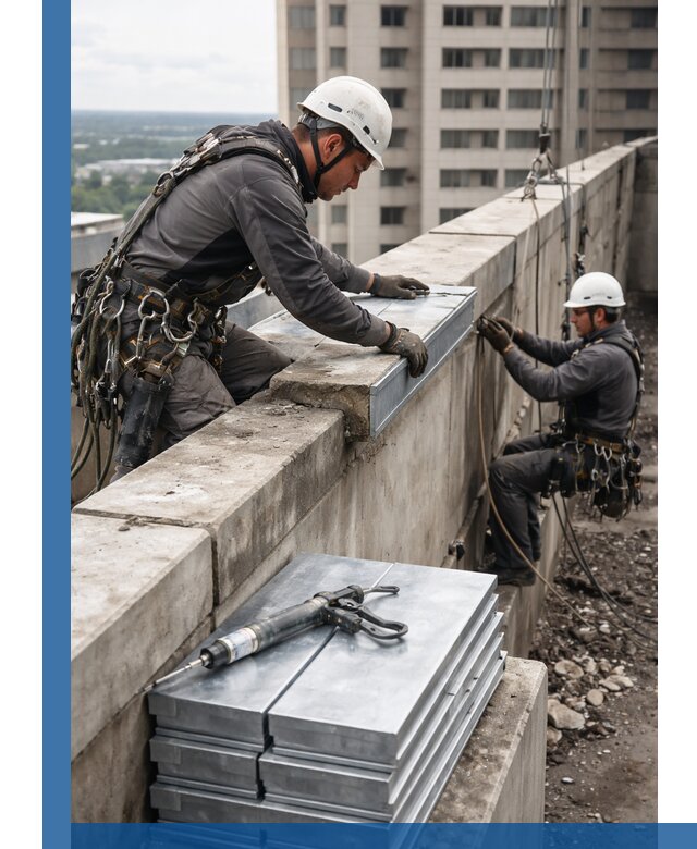 Замена парапетных крышек и установка новых в Троицке