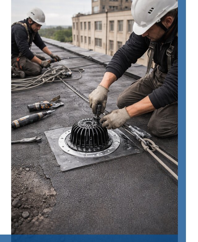 Установка водосточных воронок в Троицке цена от 3609 р. | ВЫСОТНИК-Трц