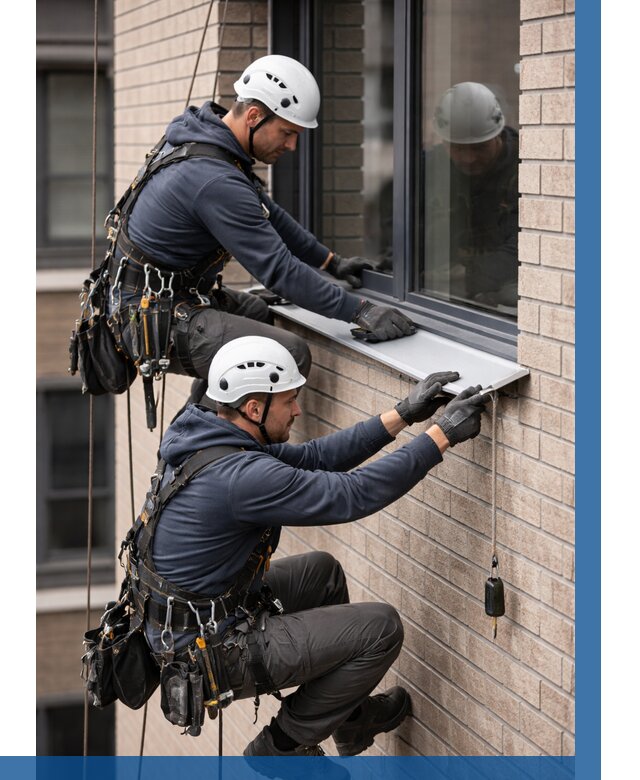 Монтаж оконных отливов под ключ в Троицке от 3609 р. | ВЫСОТНИК-Трц