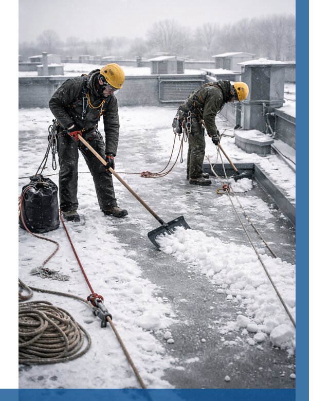 Очистка крыши от снега в Троицке от 7733 р. | ВЫСОТНИК-Трц