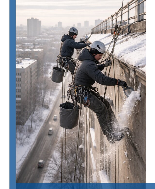 Очистка карнизов от снега в Троицке профессионально и безопасно