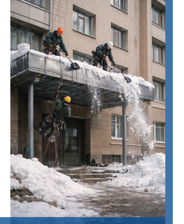 Очистка козырьков от снега в Троицке от 3609 р. | ВЫСОТНИК-Трц