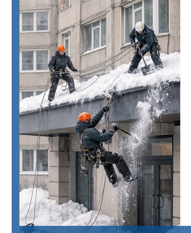 Безопасная очистка навесов от снега в Троицке круглогодично