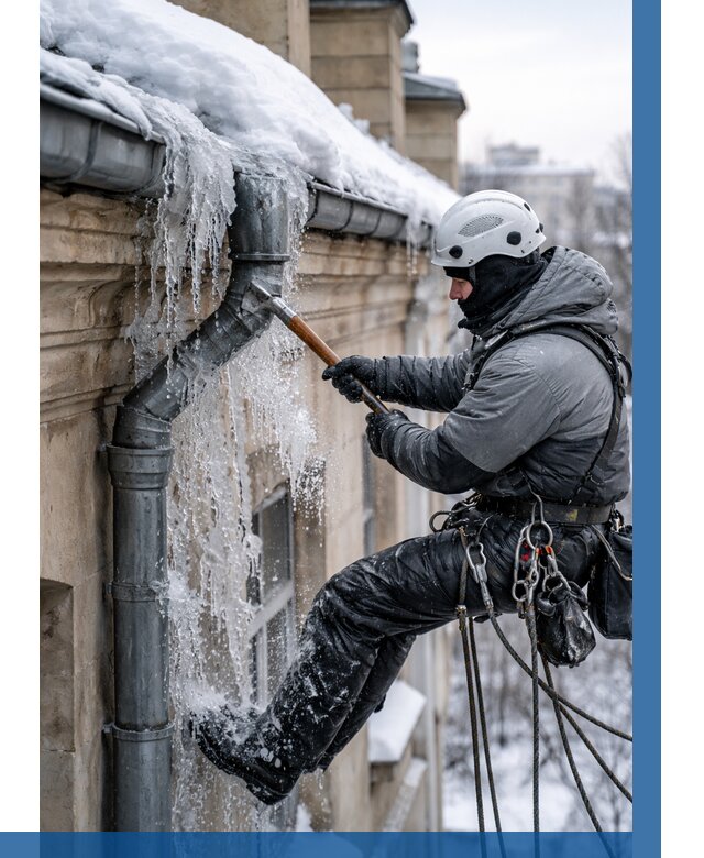 Очистка водостоков от льда в Троицке от 3609 р. | ВЫСОТНИК-Трц