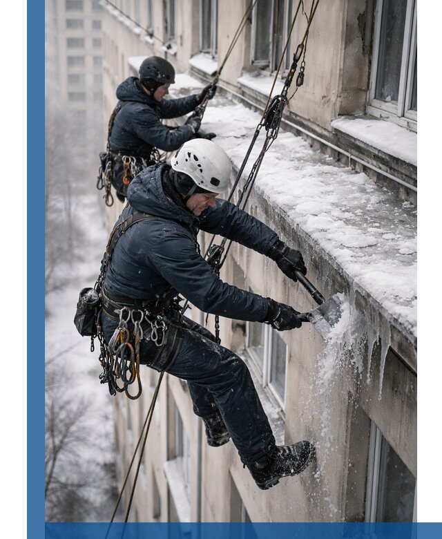 Удаление наледи и сосулек с карнизов в Троицке профессионально