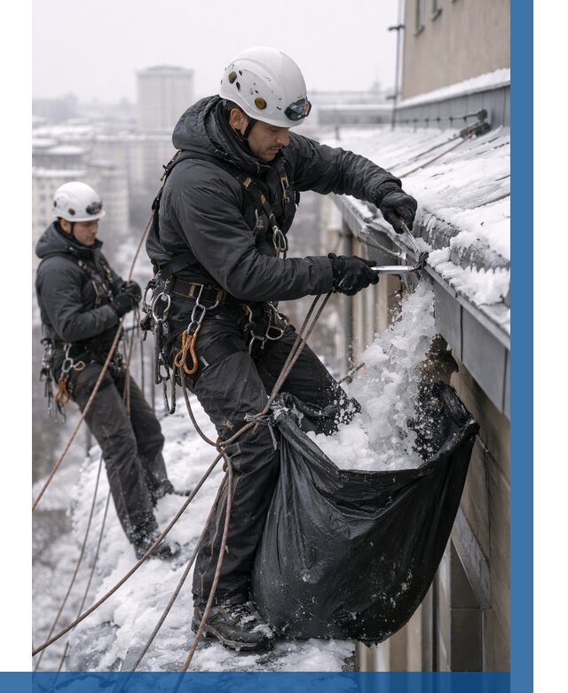 Аварийная очистка крыши в Троицке под ключ от 309 р. | ВЫСОТНИК-Трц