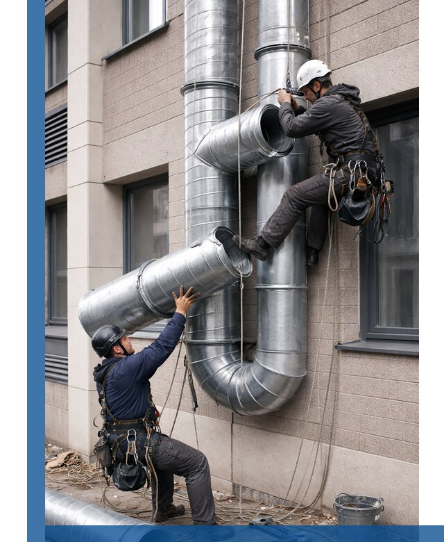 Монтаж фасадных воздуховодов в Троицке с герметизацией и крепежом
