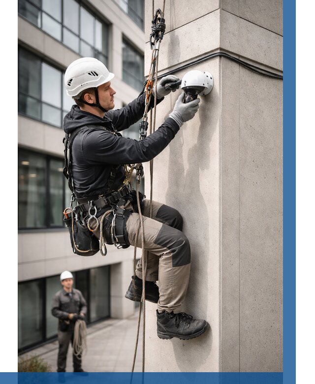 Монтаж камер видеонаблюдения на фасаде в Троицке от 8764 р.-ВЫСОТНИК-Трц