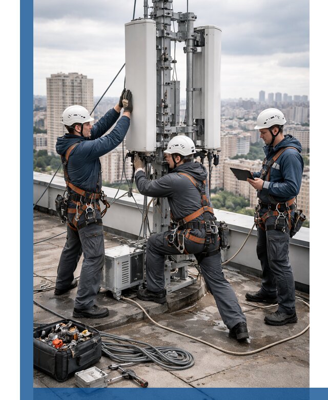 Монтаж антенн связи на крыше в Троицке с вводом в эксплуатацию