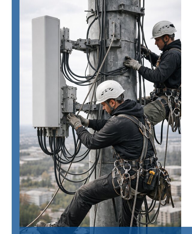 Монтаж оборудования связи на мачте в Троицке с пусконаладкой