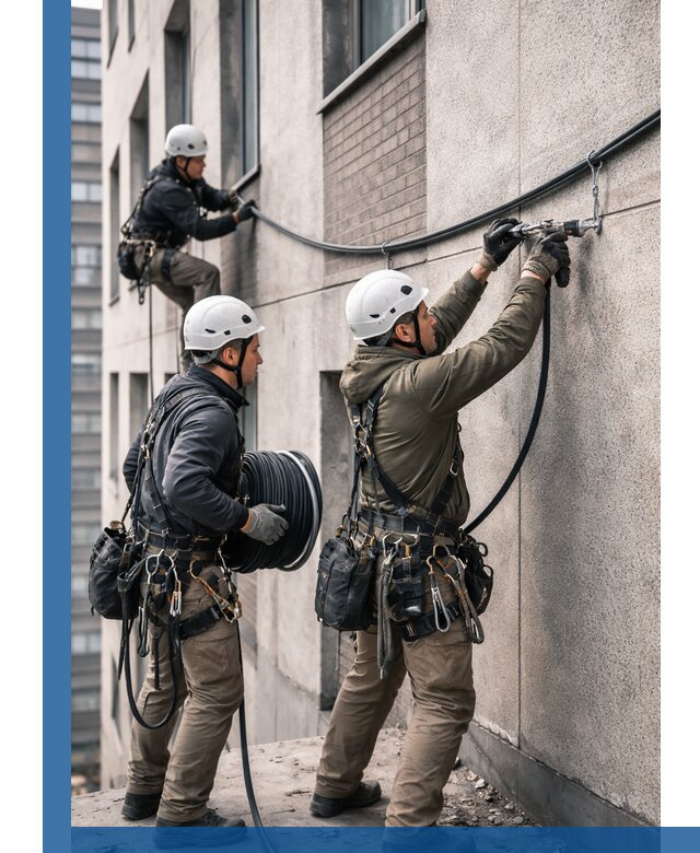 Прокладка кабеля по фасаду в Троицке, профессиональный монтаж