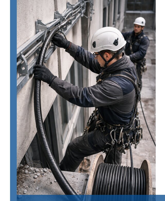 Протяжка кабеля питания на высоте в Троицке с гарантией безопасности и качества