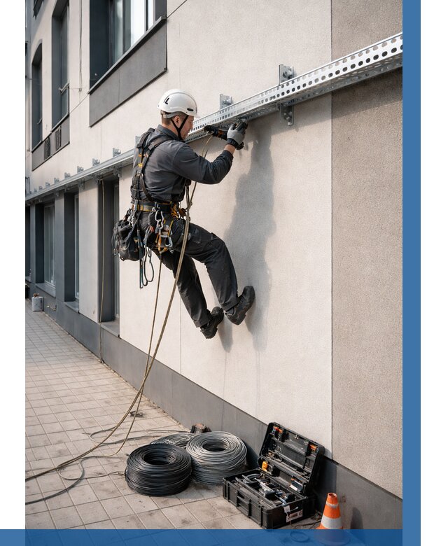 Монтаж кабельных лотков на фасаде в Троицке от 1237 р. | ВЫСОТНИК-Трц