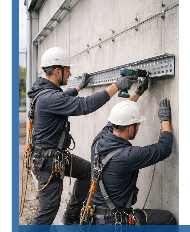 Монтаж кабельных лотков на фасаде зданий в Троицке с гарантией