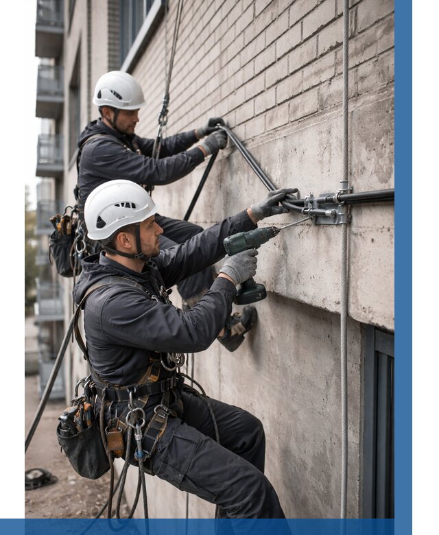 Крепление кабеля на фасаде в Троицке от 361 р. | ВЫСОТНИК-Трц