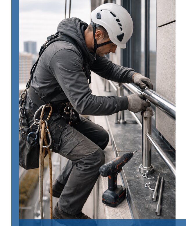 Монтаж ограждений на высоте в Троицке для зданий и конструкций