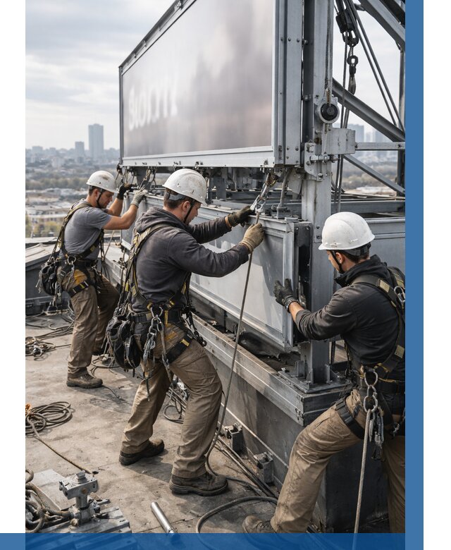 Монтаж крышной рекламной конструкции в Троицке от 61866 р.|ВЫСОТНИК-Трц