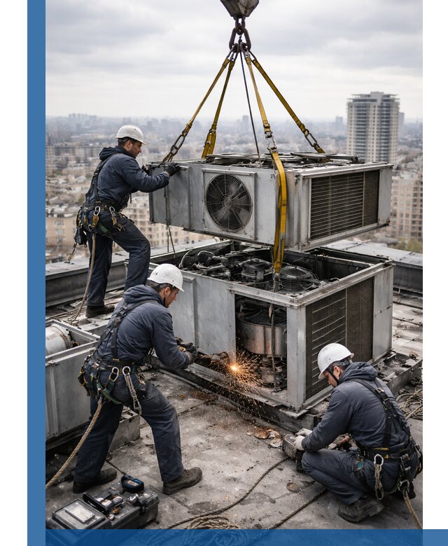 Демонтаж крышной установки в Троицке любой сложности