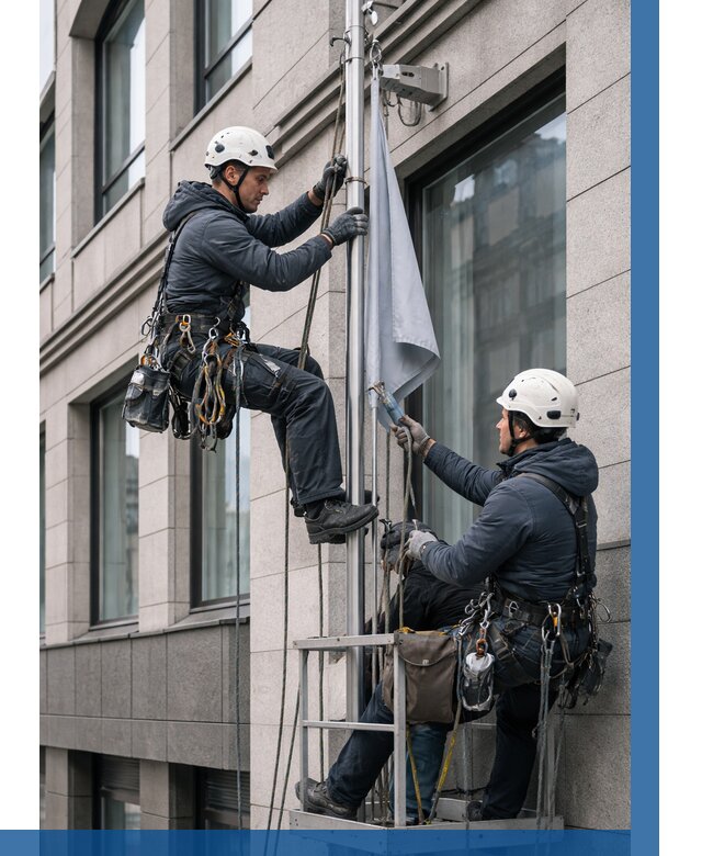 Установка флагов на фасаде в Троицке от 4640 р. | ВЫСОТНИК-Трц