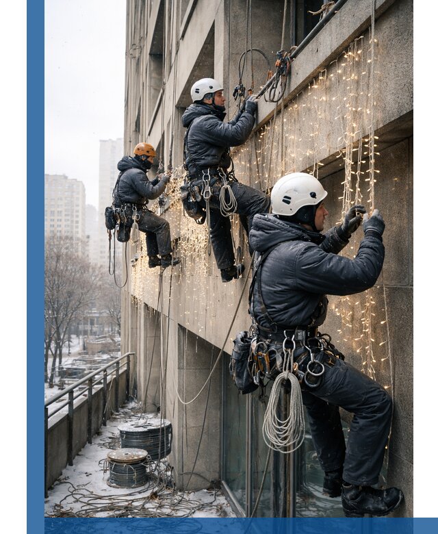 Монтаж новогодней иллюминации и украшение фасадов в Троицке