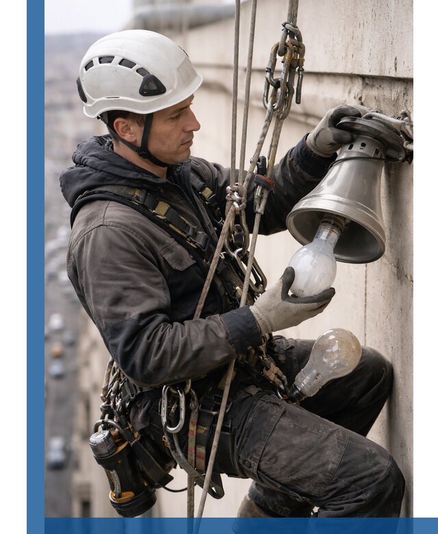 Замена ламп на высоте в Троицке профессионально и быстро